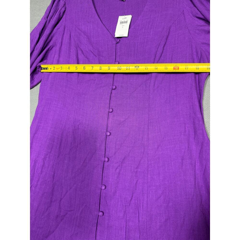 NEW- NWT J.Jill Purple Linen Blend Button Front Dress Size L - Picture 7 of 7